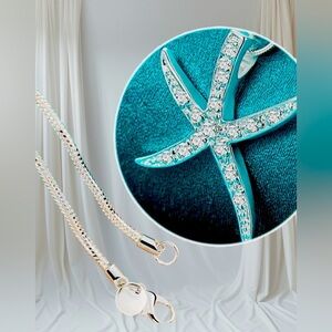 Sparkling Silver Starfish Pendant Necklace